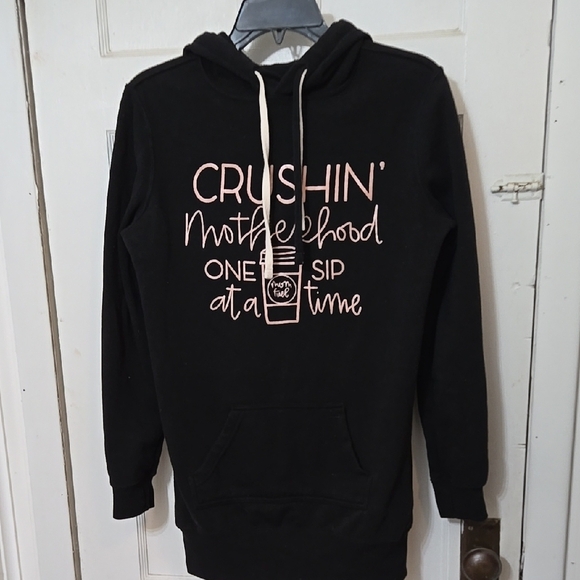Independent TRADING CO WOMENS MOM LS BLACK HOODIE PTP 18IN APPROX MEDIUM? MAYBE - Picture 1 of 3